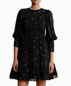 Georgette Gathers Dress Black Daisy