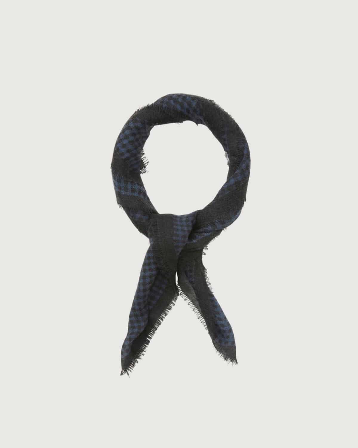 Gingham Wica Scarf Navy