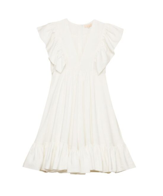 Crinkled Viscose Mini Dress White