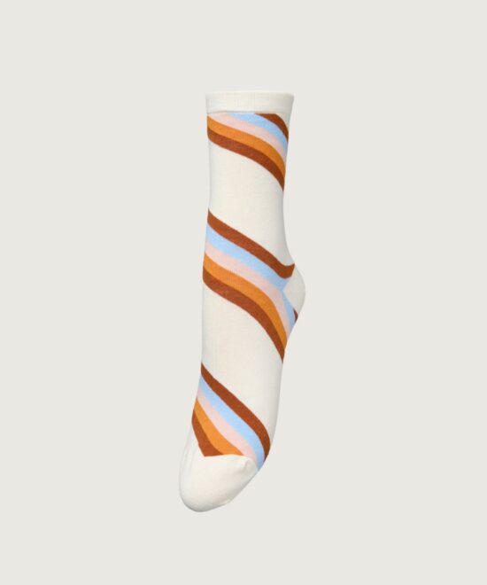 Oblique Striped Sock Birch White  1111600009-0080